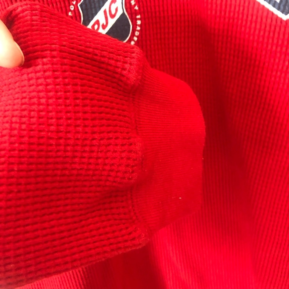 Ralph Lauren Polo Jeans Red Long Sleeve Waffle Knit Sweater Large - Picture 4 of 6